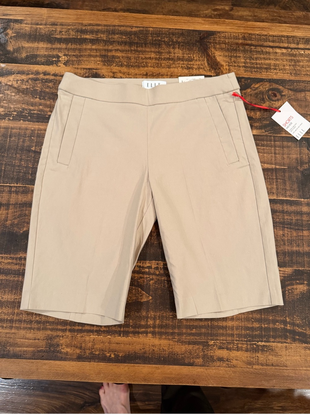 Elle Classic Beige Tailored Bermuda Shorts